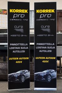 Autoaiheiset roll-up mainokset Saimaprint Oy